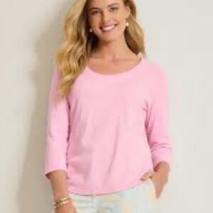 TOMMY BAHAMA Women’s Pink Scoop Neck Top Ashby Isles Size Medium